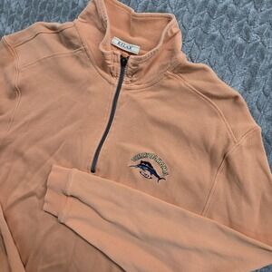 Tommy Bahama Relax Sweater Men's Large Peach‎ Coral ¼ Zip Pullover Sweatshirt